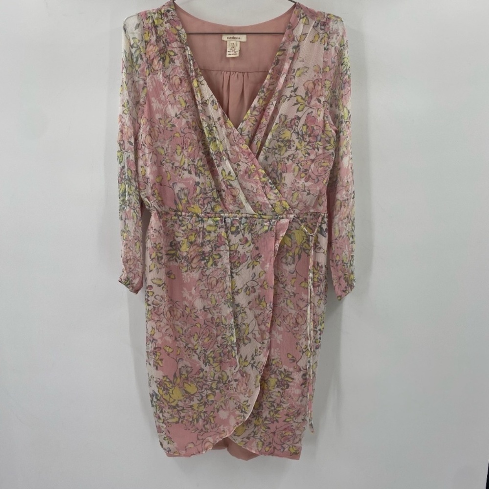 Sundance Pink Floral Wrap Mini Dress